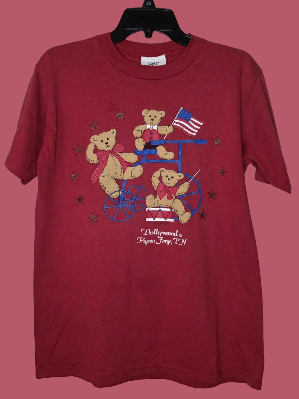 Vintage Dollywood Fourth of July USA Bear Graphic T Shirt